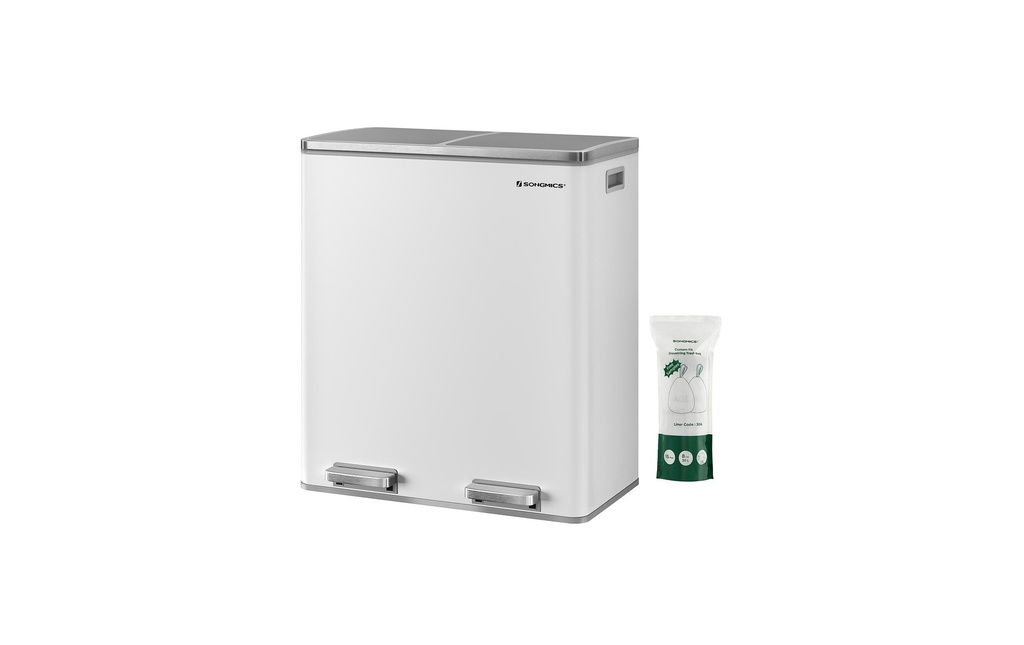 Songmics Poubelle Poubelle 60 l, Blanc
