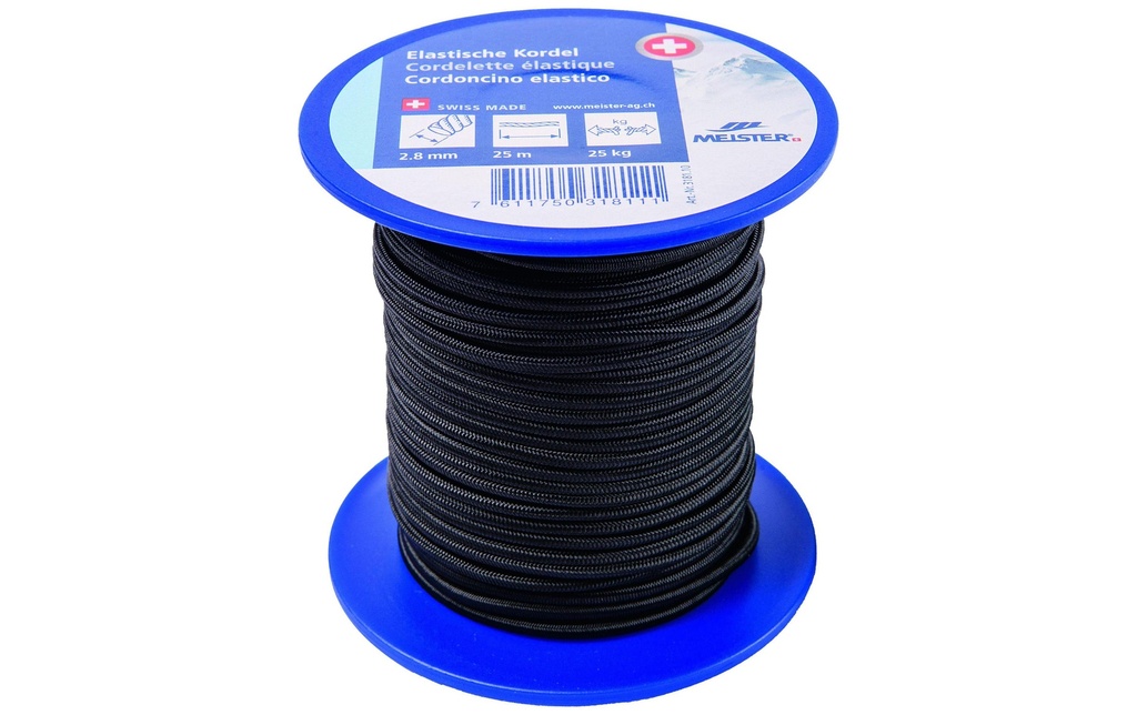 Meister Tendeur en caoutchouc Ø 2,8 mm, 25 m, 25 kg, Noir