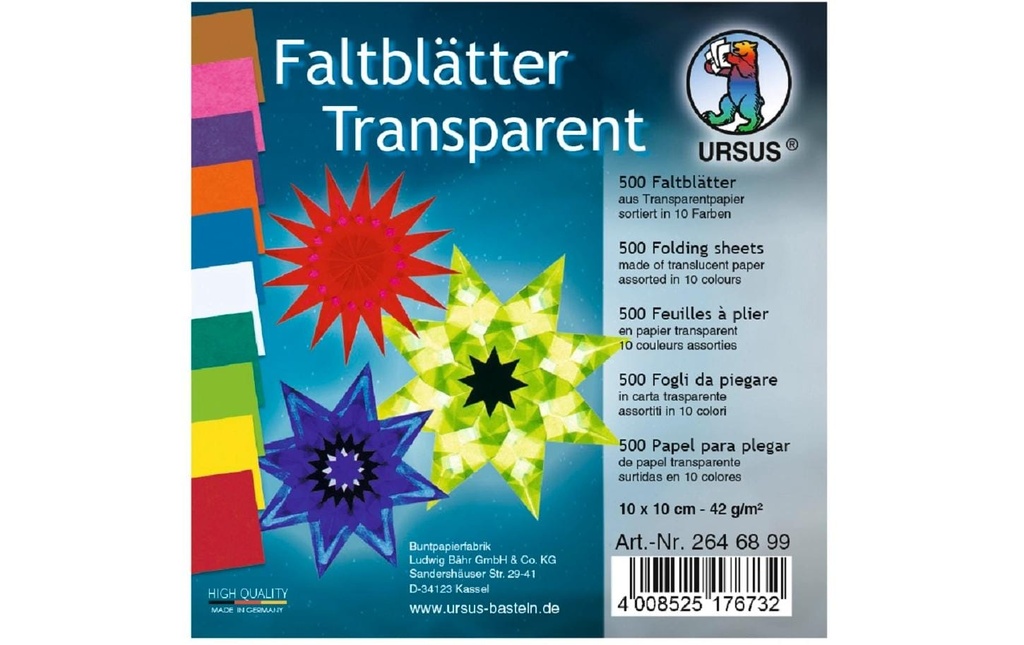 URSUS Feuilles origami Origami 10 x 10 cm, 42 g/m², 500 feuilles