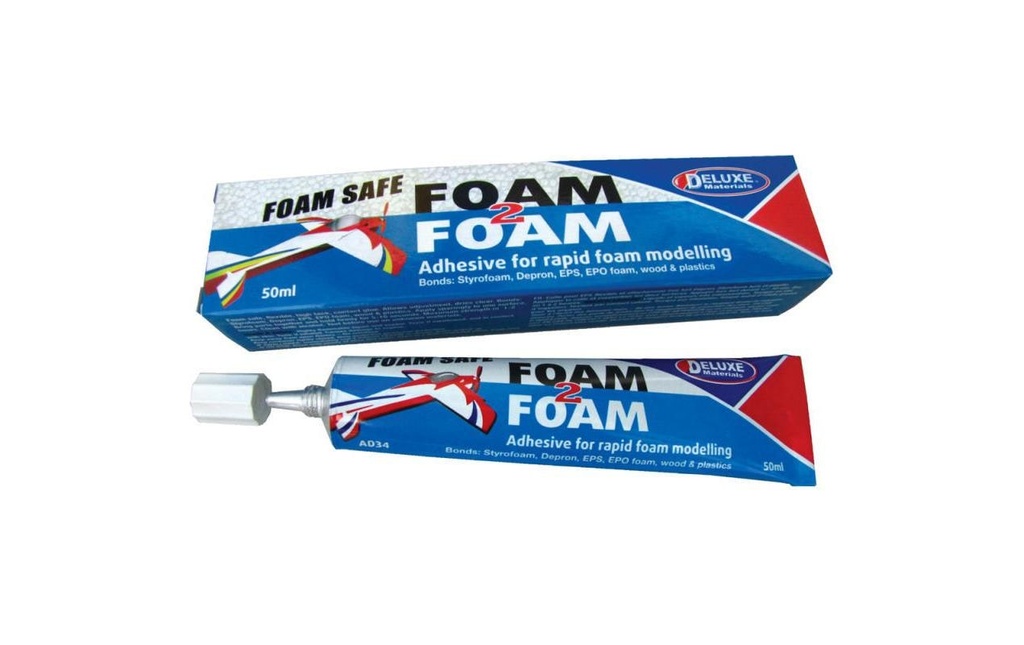 Deluxe Materials Colle pour modélisme Foam 2 Foam 50 ml, Transparent
