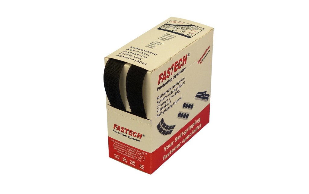 FASTECH Boîte de bande auto-agrippante Noir