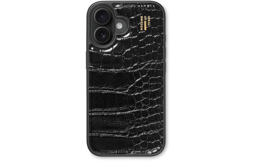 Ideal of Sweden Coque arrière Croco iPhone 16 Noir