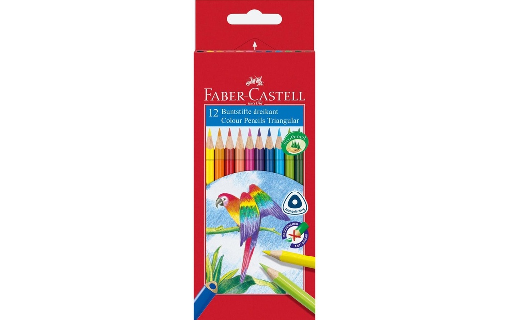 Faber-Castell Crayons de couleur triangulaire Étui à 12 cartes