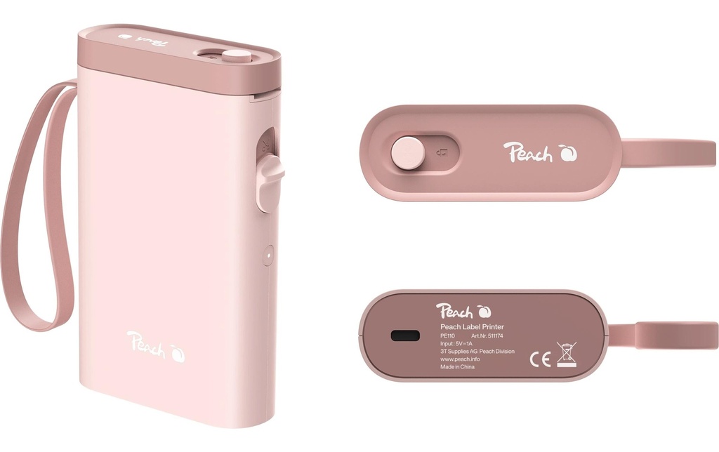 Peach Imprimante pour étiquettes LabelPrinter PE110 Rose