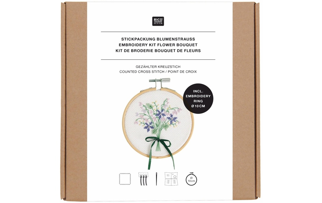 Rico Design Set de broderie Bouquet de fleurs Ø 10 cm