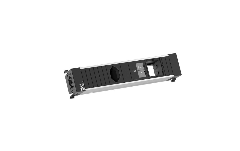 Bachmann Bloc multiprises d’encastrement CONF M 1xT13 1xUSB C/C 65W 1xCM noir