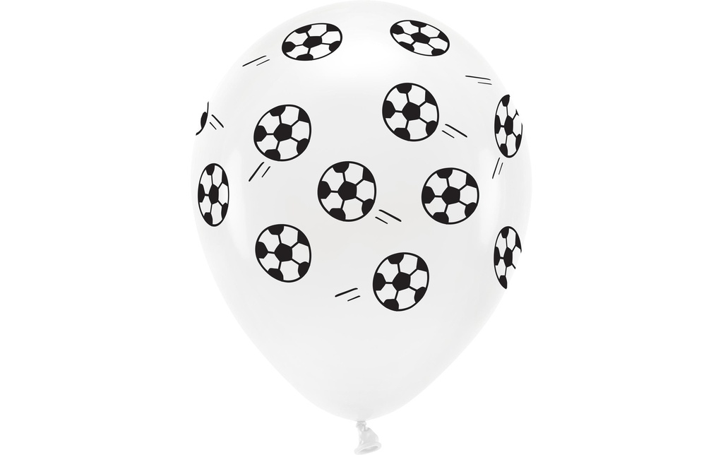 Partydeco Ballon de baudruche Eco Football 33 cm, 6 pièces, Noir/Blanc