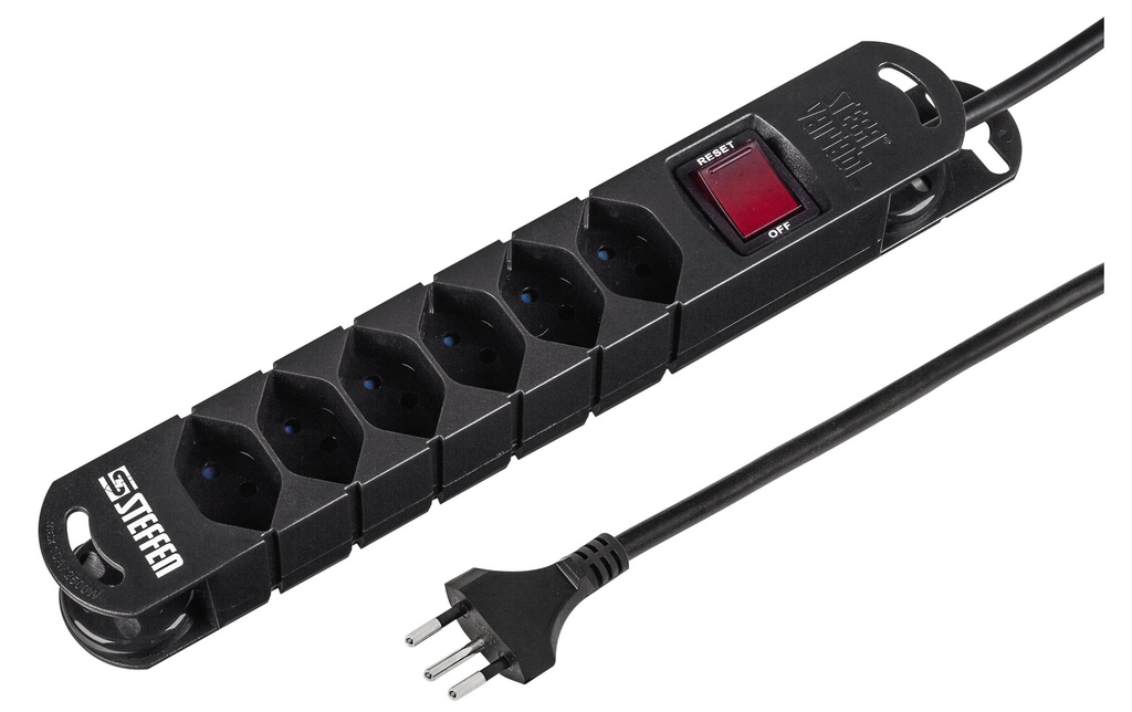 [228201136] STEFFEN Prise multi.6xT13 sa.inter.noi (3 pces)