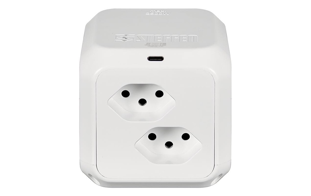 STEFFEN Prise multi.CUBE av.USB blanc