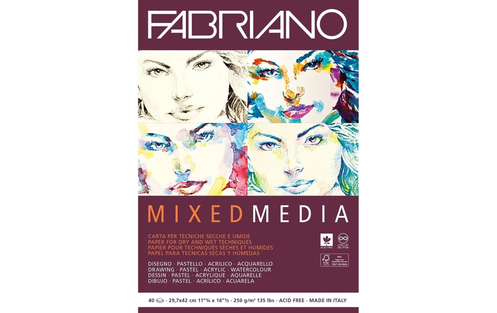 Fabriano Bloc à dessin Mixed Media A3, 40 feuilles