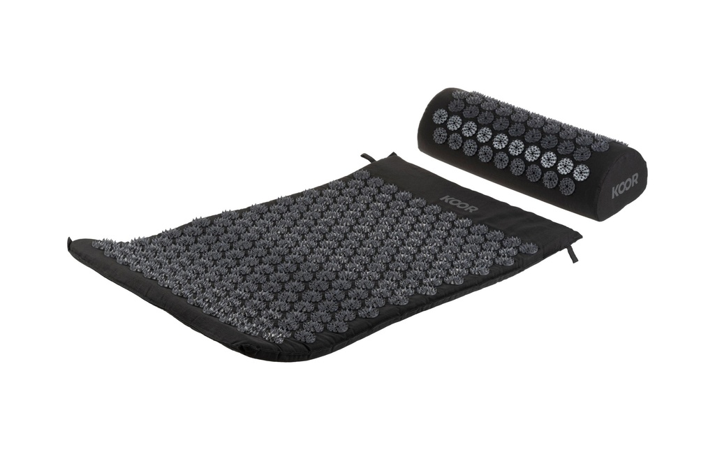KOOR Tapis d’acupression avec coussin Noir