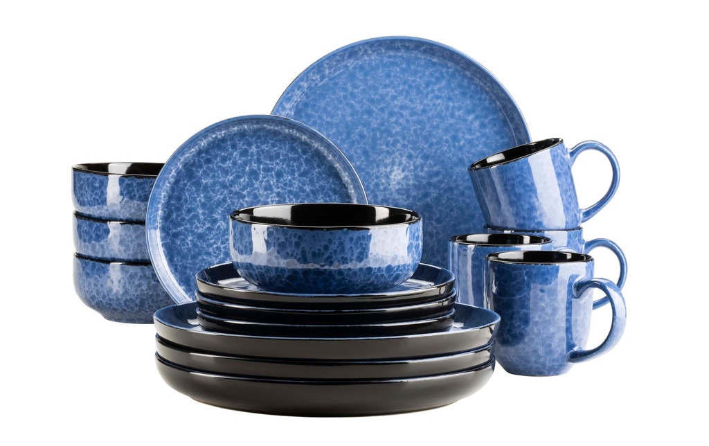Mäser Set d’assiettes Filippa 16 pièces, bleu