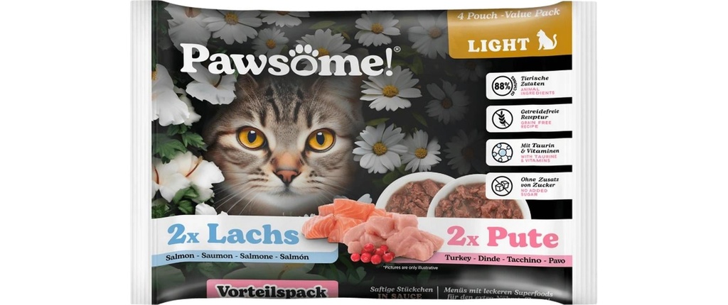 Pawsome Cat Superfood Adult Light Dinde/Saumon 4 x 85 g