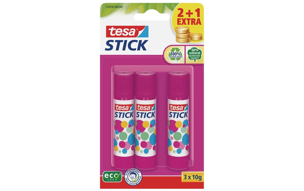 tesa Lot de bâtons de colle ecoLogo 3 Pièce/s, Rose