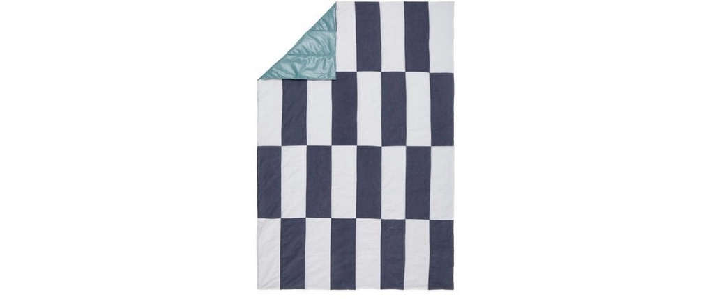 Urbanara Couverture de pique-nique Tamina 180 x 120 cm - Bleu-gris / blanc naturel