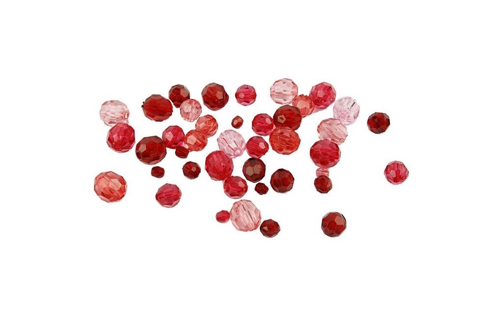 Creativ Company Perles à facettes 4-12 mm Rouge, 170 pièces