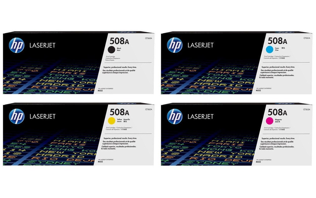 HP Kits arc-en-ciel Nr. 508A (CF360A-CF363A) BL/C/M/Y