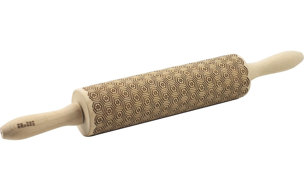 Ibili Rouleau à pâtisserie avec motif Déco 39,5 x 5 cm, Brun