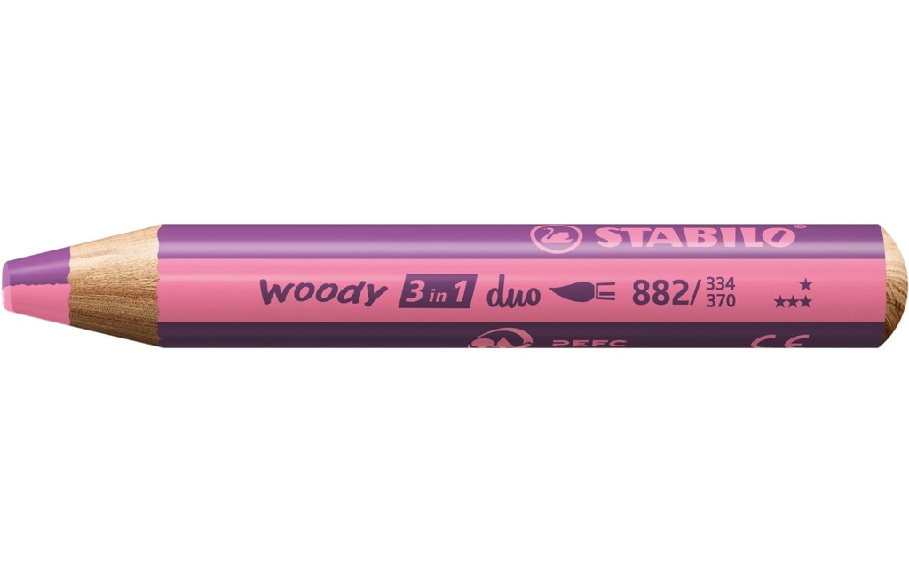 STABILO Crayon gras de couleur Woody 3 in 1 duo Rose / Violet