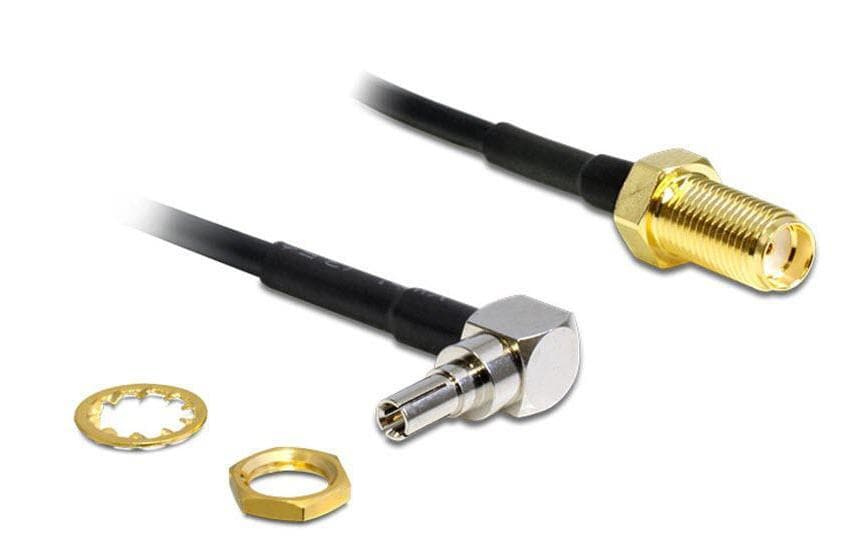 Delock Adaptateur d’antenne coudé à 90°, 20 cm, SMA Douille (f) - CRC9 Connecteur (m)