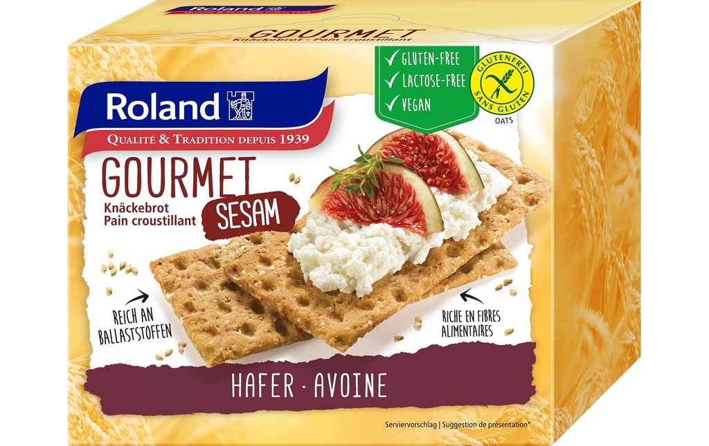 Roland Snacks Pain croustillant Gourmet Sésame sans gluten 230 g