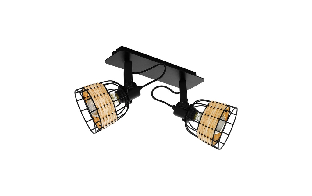 EGLO Leuchten Plafonnier ANWICK 1 2x E27 Noir/Nature