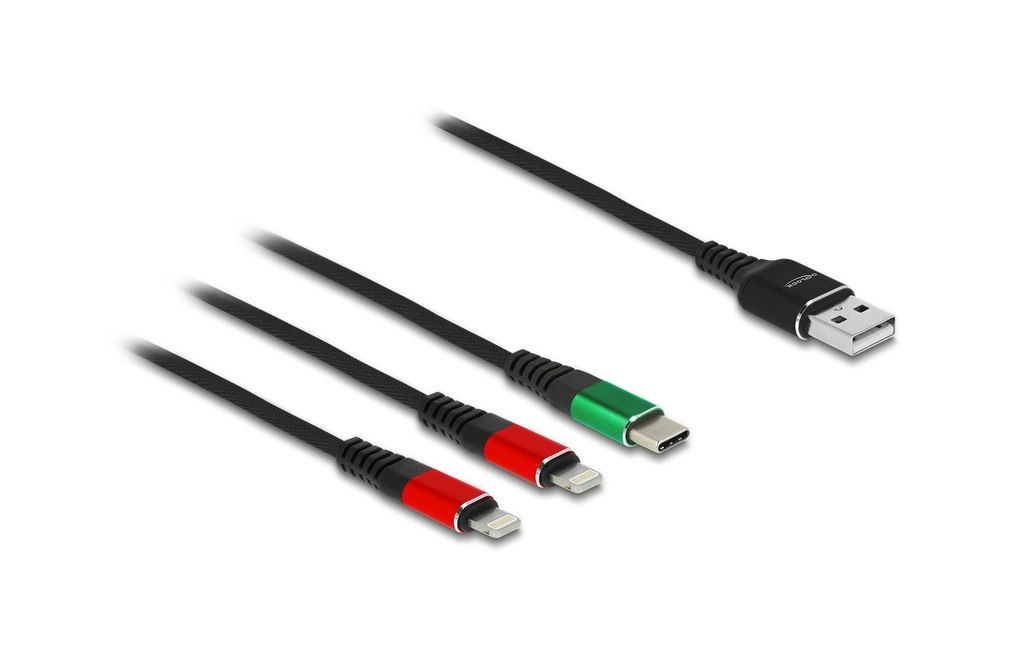 Delock Câble chargeur USB USB-A - Lightning/USB-C 0.3 m