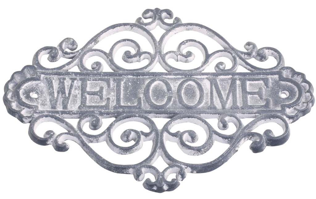 Chic Antique Plaque Welcome 20 x 28 cm, Gris