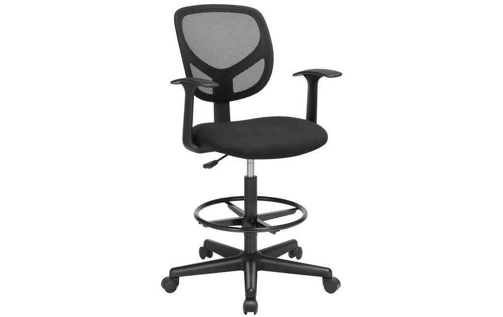 Songmics Chaise de bureau avec accoudoirs et piétement, noir