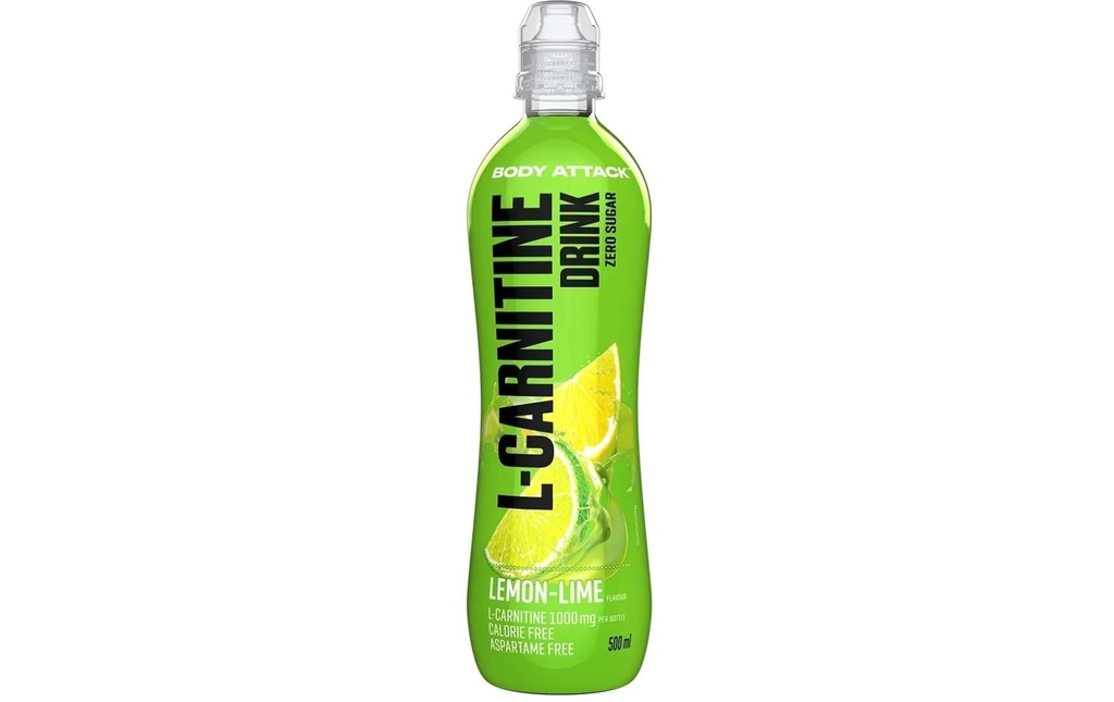 PowerFood Body Attack L-Carnitine Drink Citron vert, 18 x 500 ml