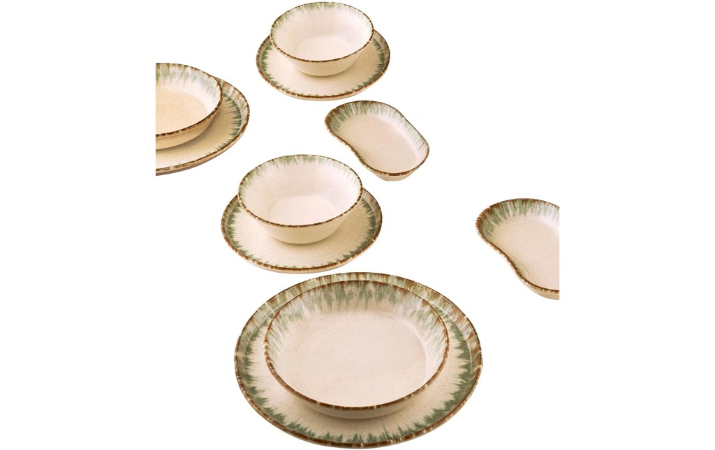 Hermia Set d’assiettes Vert/marron/blanc