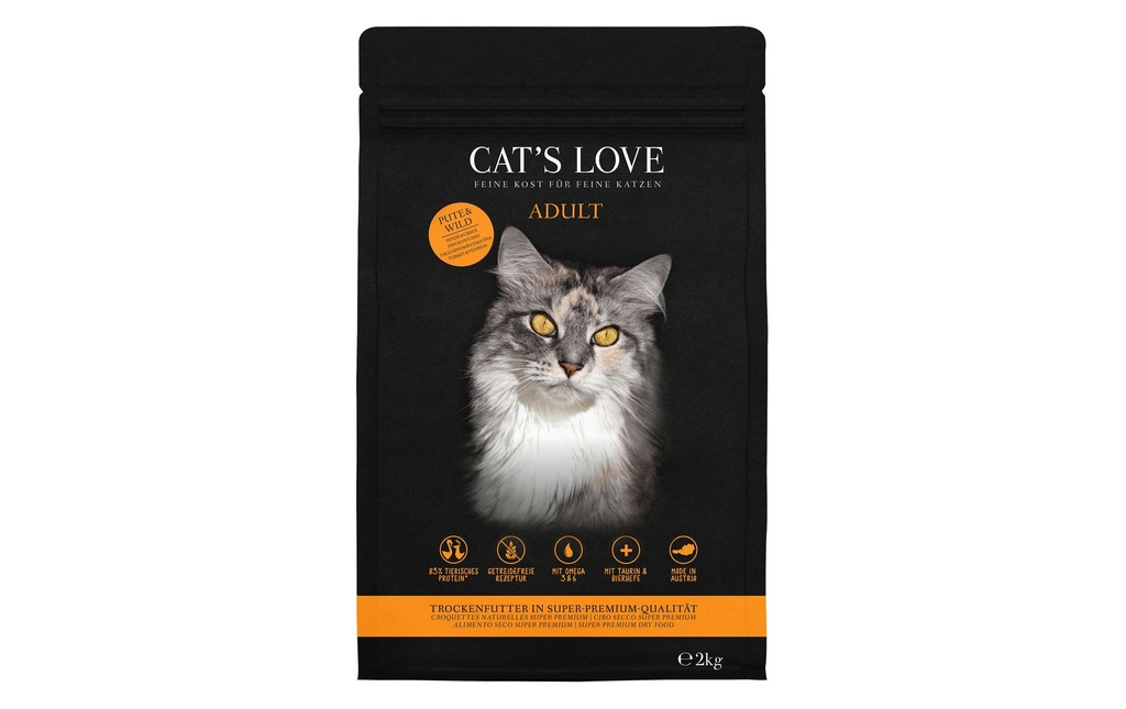 Cat's Love Alimentation sèche Adult dinde & gibier, 2 kg