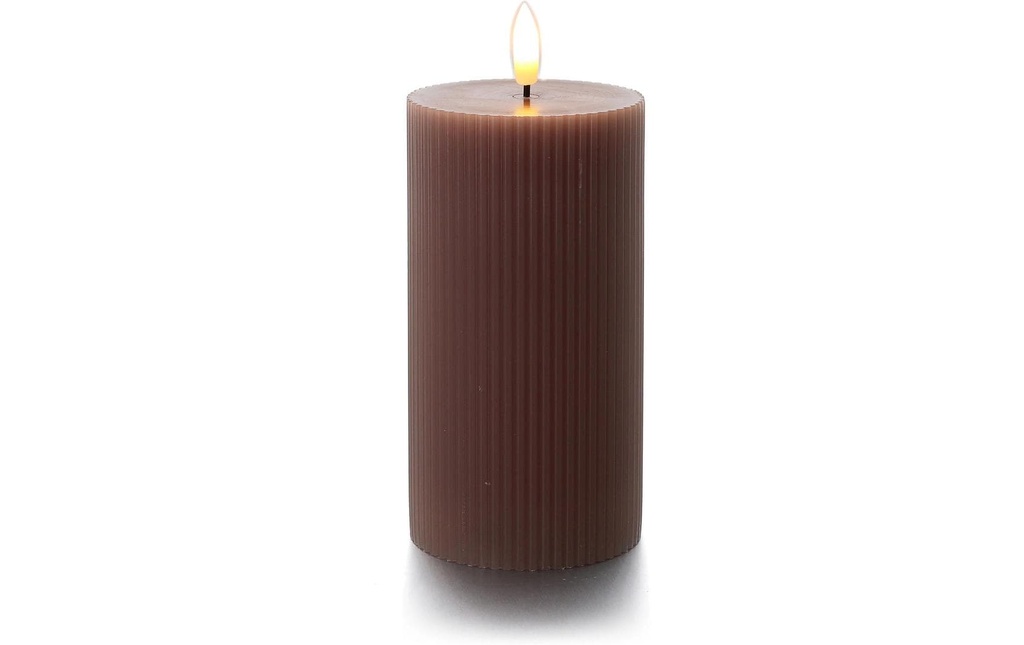 balthasar Bougie cylindrique LED Rainures, marron