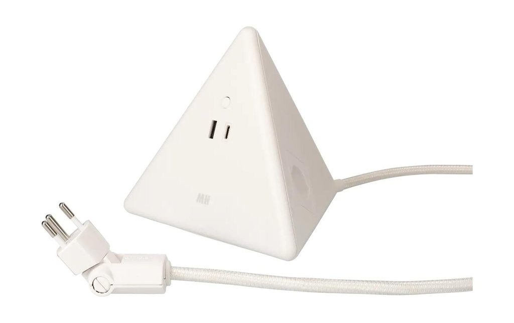 maxTex Bloc multiprises Pyramide, blanc 2x T13, USB A+C 18W