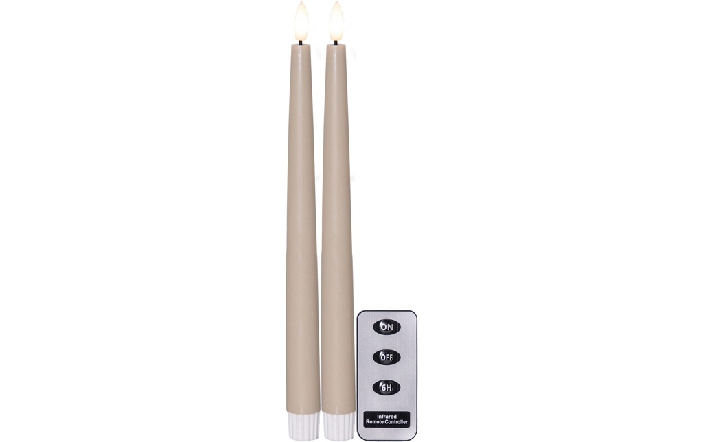 Star Trading Set de bougies LED sur tige Flamme Slim, 2 pièces, beige