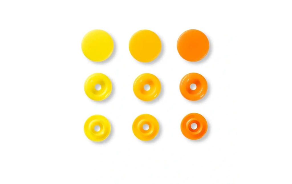 Prym Boutons poussoirs Snaps Couleur Amour Jaune, Ø 12,4 mm, 30 pièces