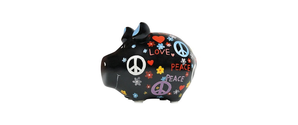 G. Wurm Tirelire Cochon hippie 12.5 x 9 x 9 cm