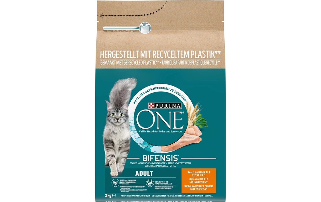 Purina ONE Alimentation sèche Adulte Poulet et farine complète, 3 kg