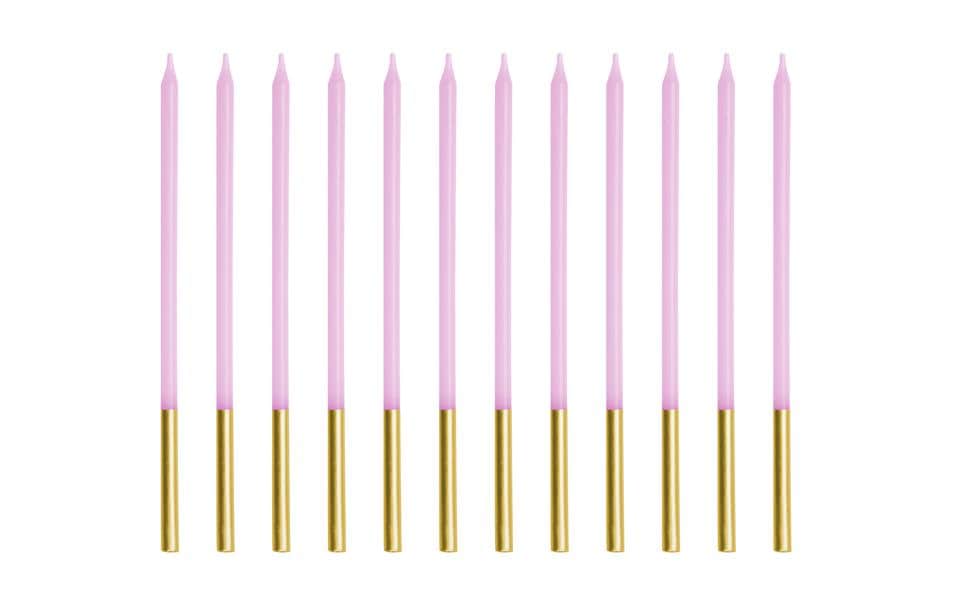 Partydeco Bougie Violet, 14 cm, 12 pièces