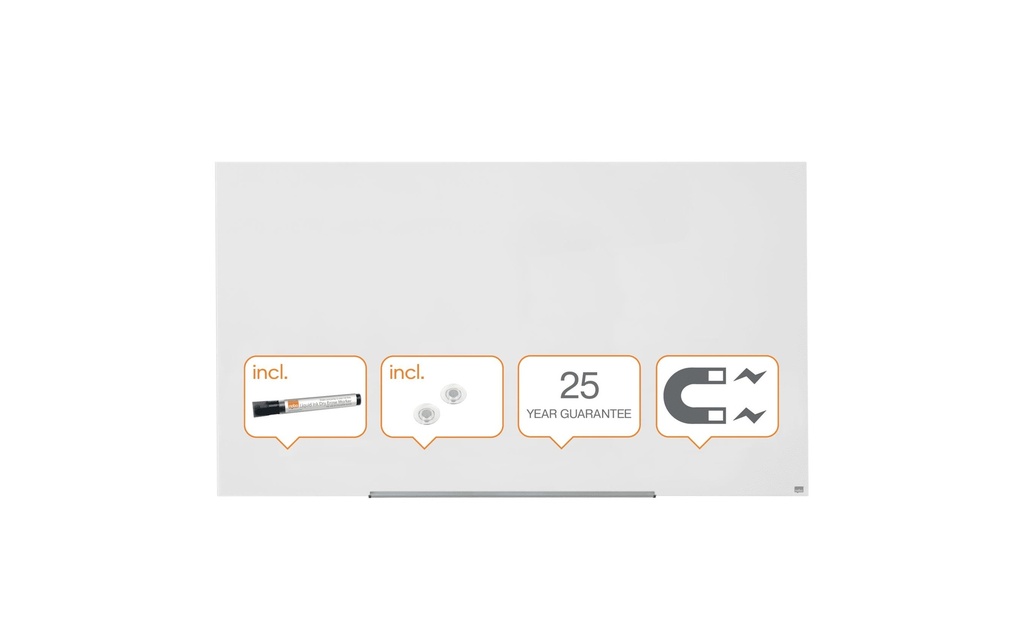 NOBO Tabl.blanc verre Wides.85'blan