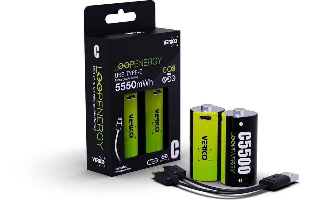 Verico Batterie Li-Ion C avec USB-C 3700 mAh, 2 Pièce/s