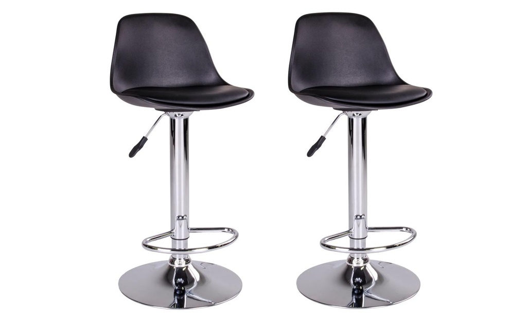 House Nordic Tabouret de bar Trondheim 2 pièces, 41 x 104 cm, Noir/Chrome