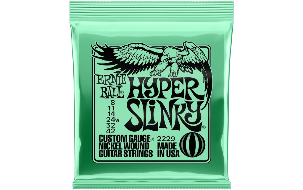 Ernie Ball Cordes de guitare 2229 Slinky Nickel – Hyper 8-42