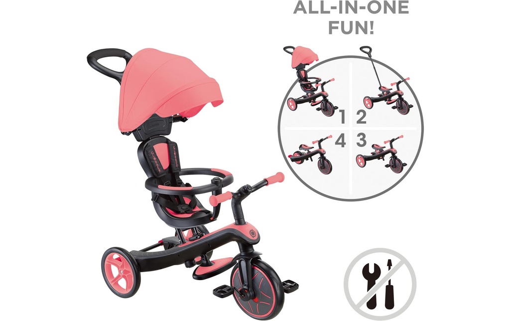 GLOBBER Tricycle Trike Explorer 4 en 1 Rose