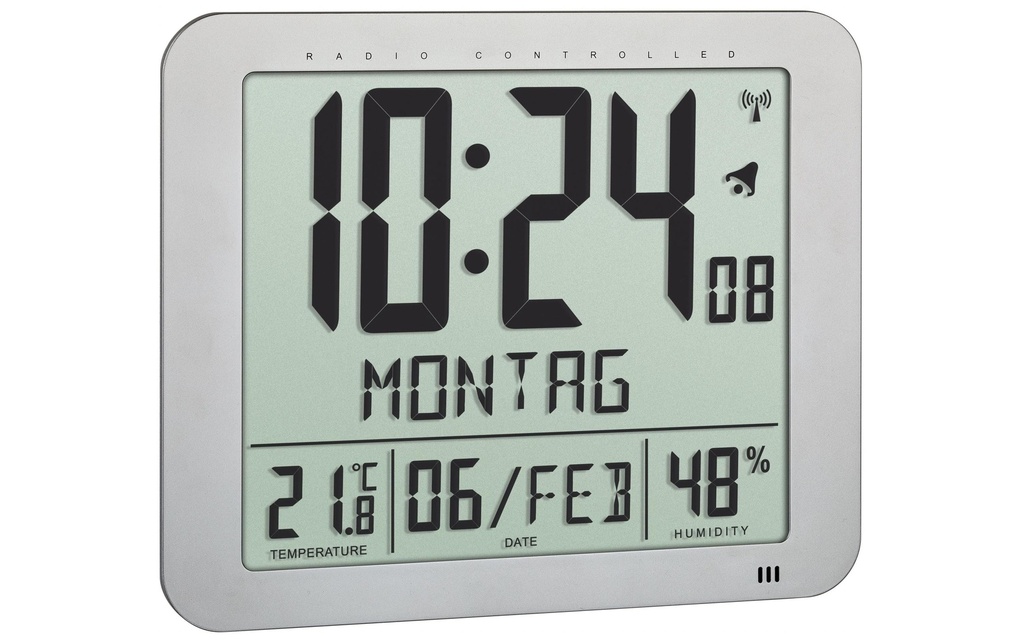 TFA Dostmann Horloge radio-pilotée avec climat ambiant 24,8 x 20,6 cm, Argenté