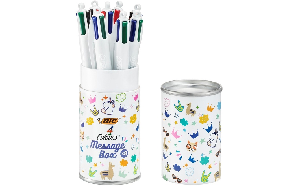 BIC Stylo à bille multicolore Message Box 8 pièces, assorties