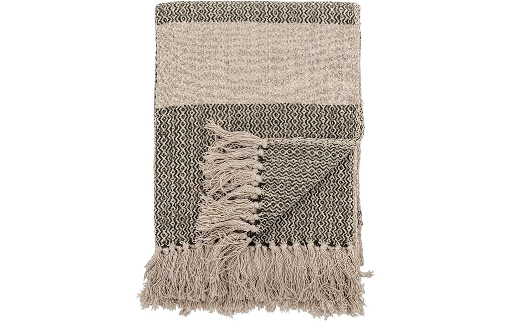 Bloomingville Couverture Fidan 130 x 160 cm, Vert/Crème