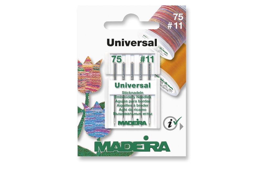 Madeira Aiguille de machine pour fils à broder 75/11 5 pièces