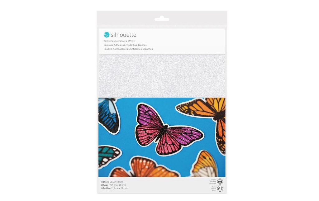 Silhouette Papier autocollant Glitter Blanc