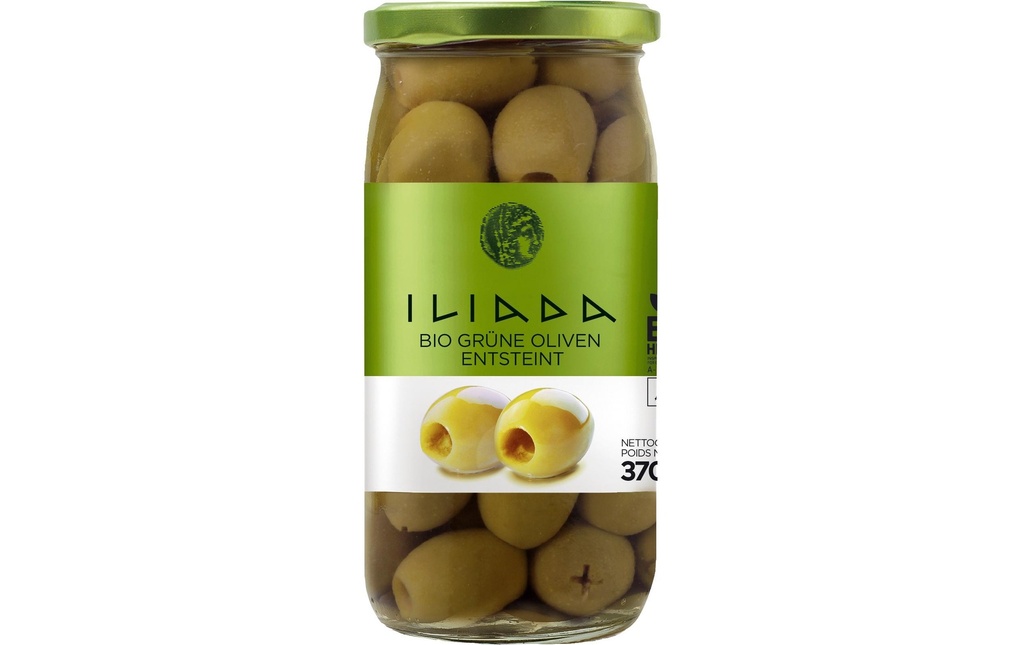 Iliada Golden Line Olives vertes bio, dénoyautées 370 g